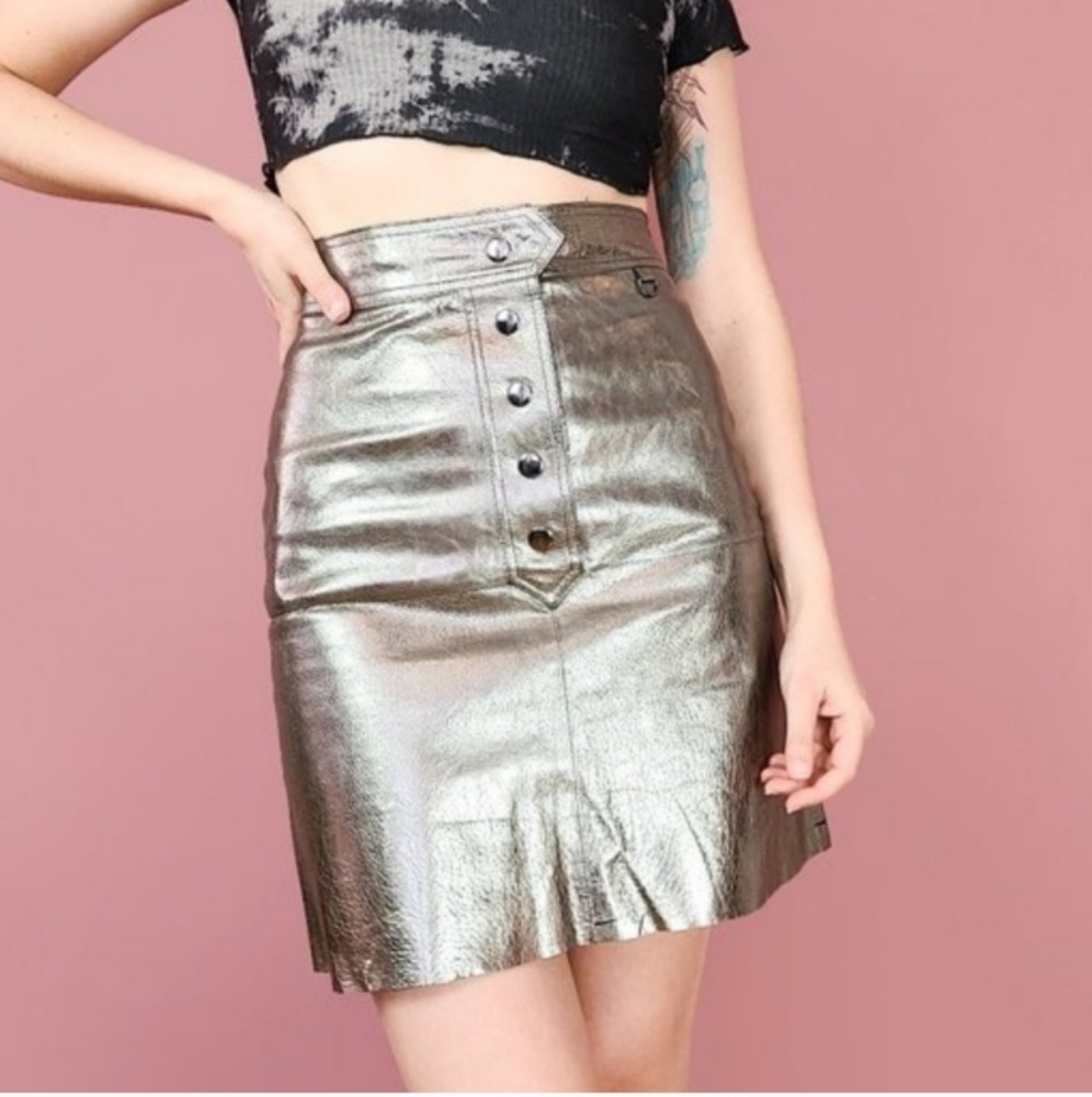ZARA Genuine Leather High Waisted Skirt